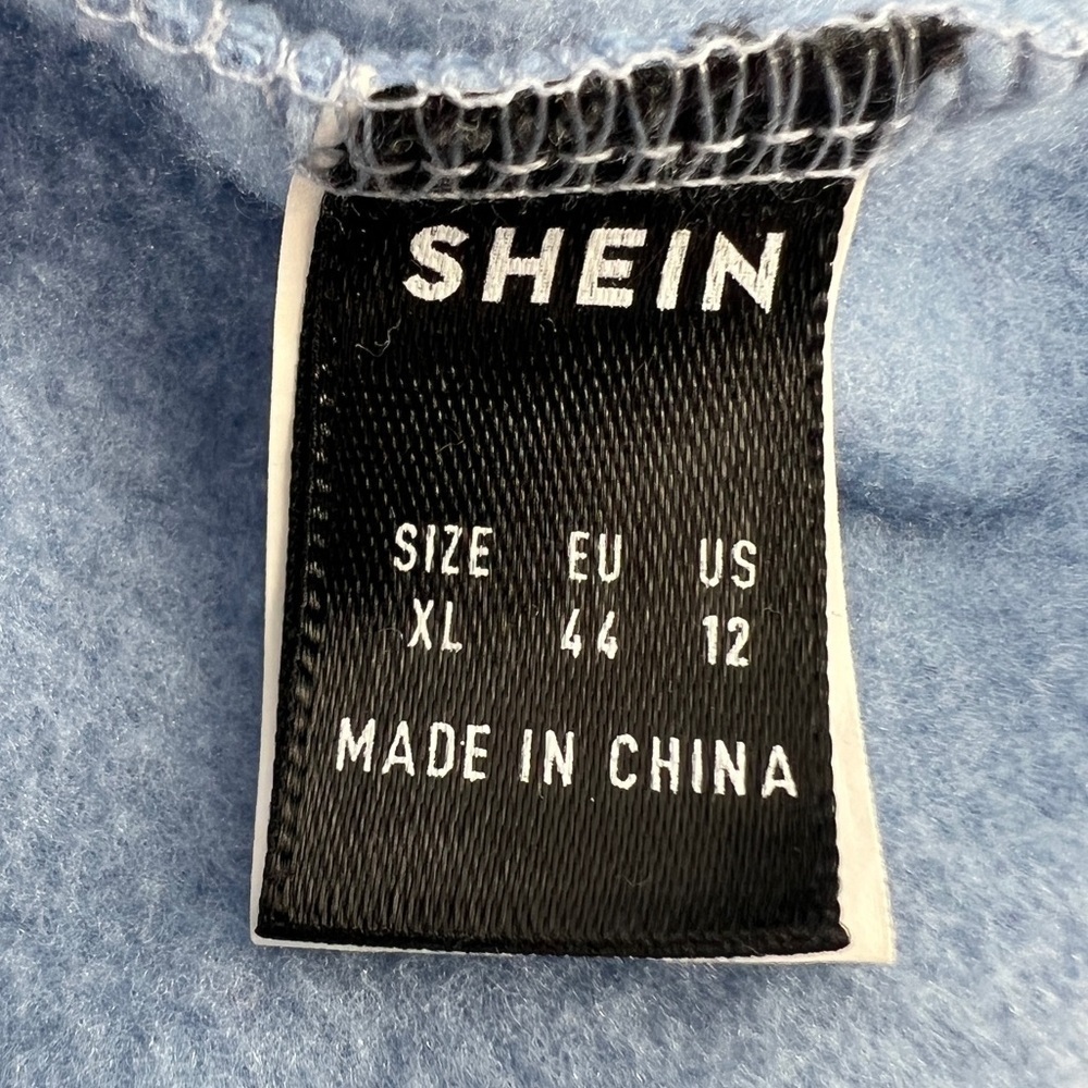 SHEIN Blue Chicago Print Fleece Lined Hoodie Sweatshirt Size XL Women’s - Picture 2 of 5